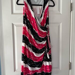 Pink and Black Striped Sleeveless Dress